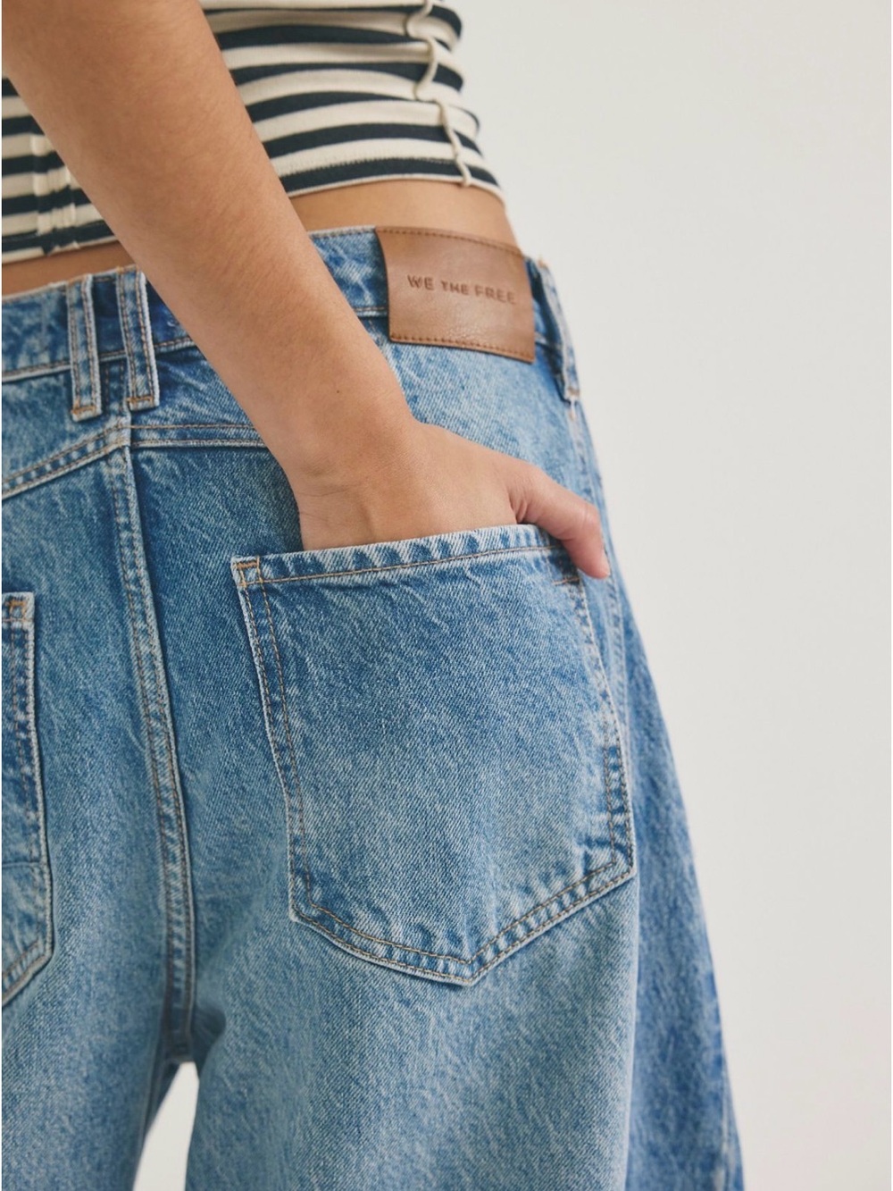 We The Free Faded Blue Barrel Good Luck Jeans - Picture 3 of 8